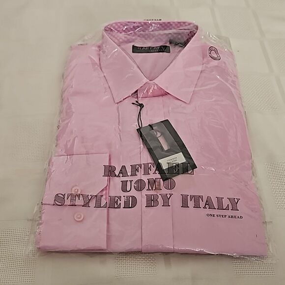 Raffael Uomo Men's Button-Down Long Sleeves Shirt Medium Pink - Picture 2 of 16